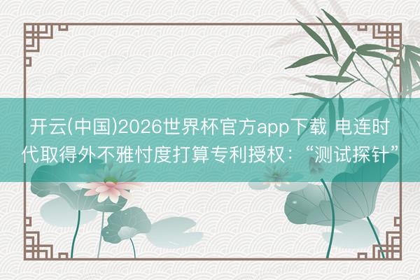 开云(中国)2026世界杯官方app下载 电连时代取得外不雅忖度打算专利授权：“测试探针”