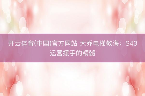 开云体育(中国)官方网站 大乔电梯教诲：S43运营援手的精髓