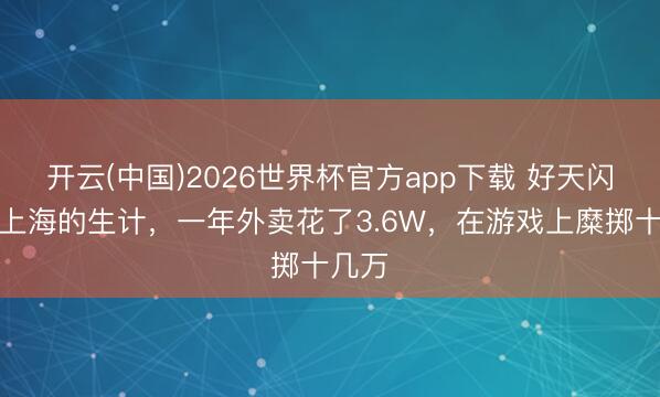 开云(中国)2026世界杯官方app下载 好天闪现在上海的生计，一年外卖花了3.6W，在游戏上糜掷十几万