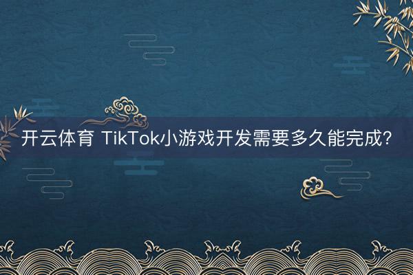 开云体育 TikTok小游戏开发需要多久能完成？