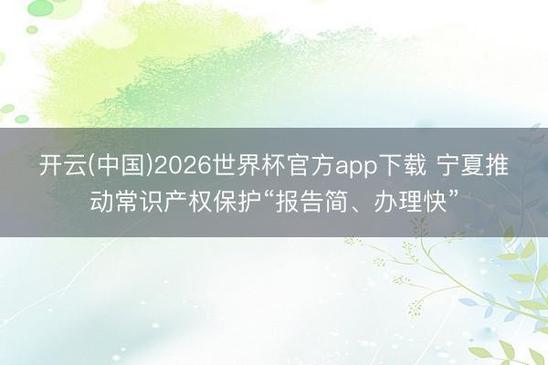 开云(中国)2026世界杯官方app下载 宁夏推动常识产权保护“报告简、办理快”
