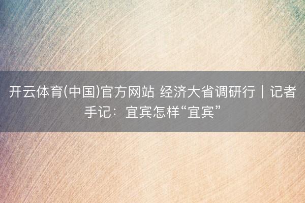 开云体育(中国)官方网站 经济大省调研行｜记者手记：宜宾怎样“宜宾”